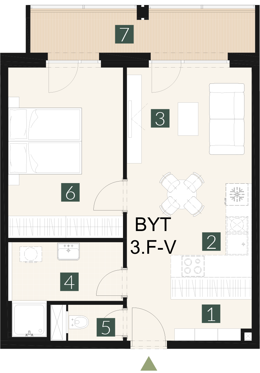 3.F-V 2 izbový byt