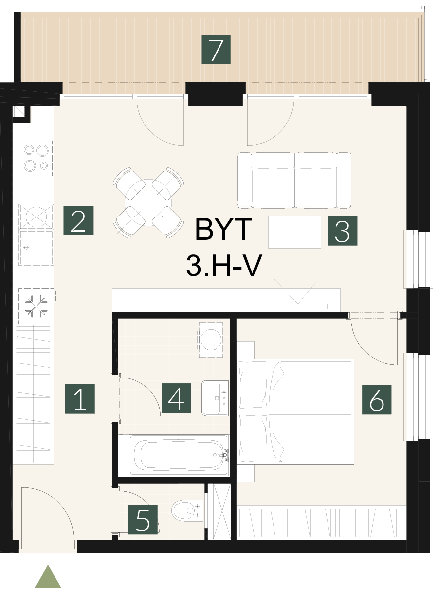 3.H-V 2 izbový byt