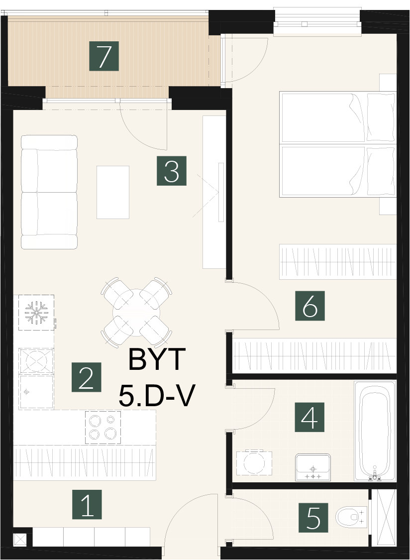 5.D-V 2 izbový byt