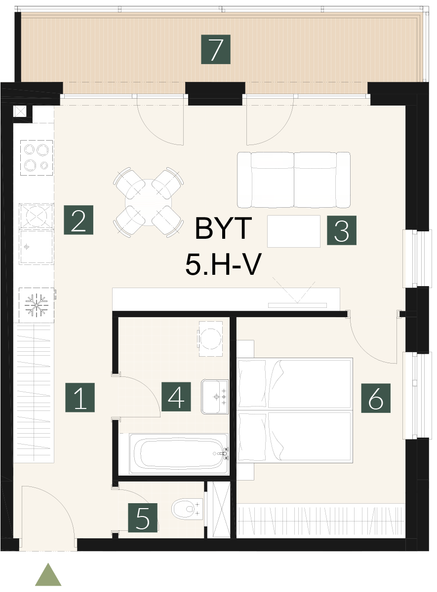 5.H-V 2 izbový byt